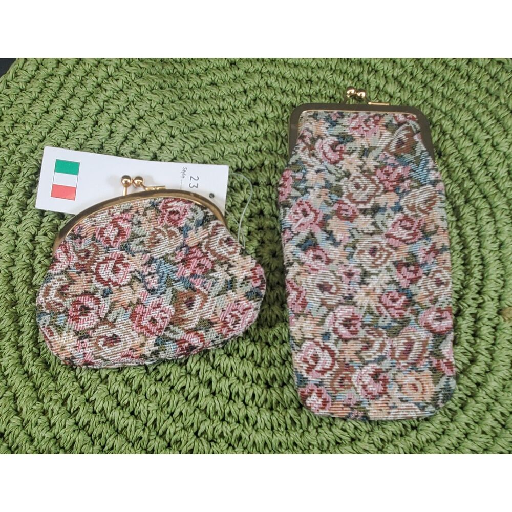 Set of (2) Smithsonian Institution Tapestry Coin & Glasses Cases – Made in Italy